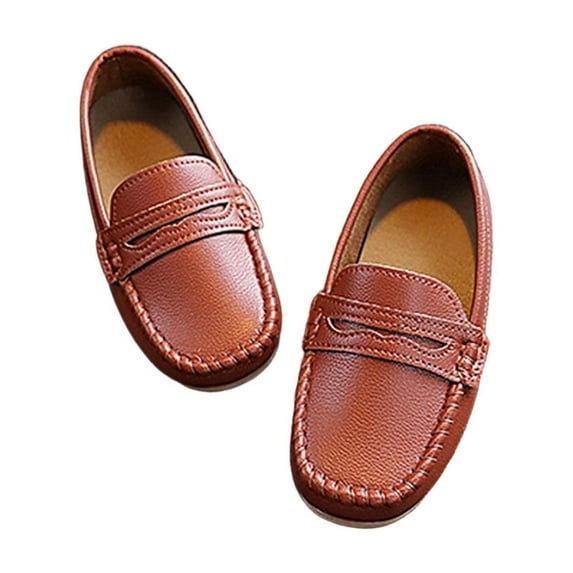 Ulitacool Toddler Boys Shoes 18-24 Months Leather Dress Shoes Soled Anti School Shoes Wedding Loafers Brogue Walking Flat Shoes Soft Feetwear Brown