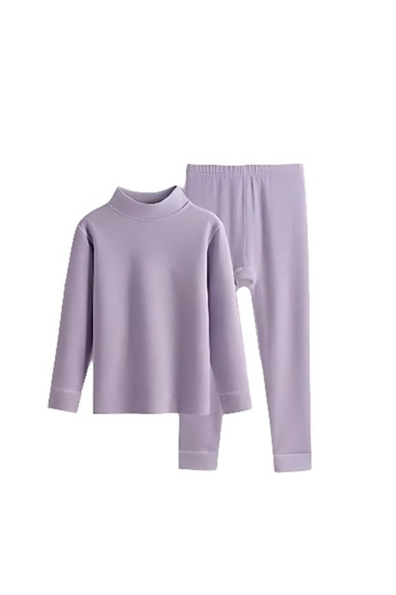 Toddler Clothes For Girl Long Sleeve Thermal Underwear Midweight Base Layer Crewneck Top And Pants Two Piece Outfit For Kids Comfortable Outfits Purple 4-5 Years