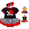 thumbnail image 1 of Ulitacool Toddler Girl Halloween Dress Short Sleeve Sundress Round Neck Pumpkin Graphic Hallowmas Cute Daily Wear 12-24 Months Red, 1 of 4