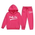 thumbnail image 1 of Ulitacool Toddler Girl Outfits Winter Tracksuit Crewneck Graphic Hoodie And Joggers Long Sleeve Pullover Sweatshirt Retro Outfits Hot Pink 3-4 Years, 1 of 3