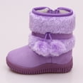 thumbnail image 1 of Ulitacool Toddler Girls Boots Girls' Autumn And Winter Boots Thick Soles Non Warm Solid Color Zipper Shoes Durable Soft Feetwear 3-3.5 Years Purple, 1 of 3