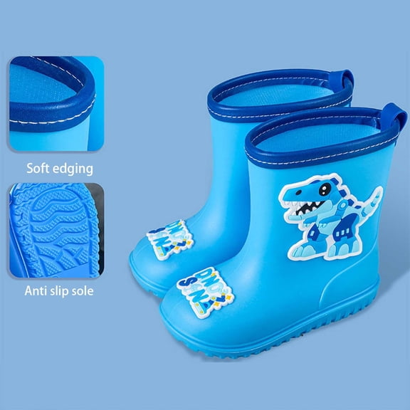 Ulitacool Toddler Girls Boots Water Shoes Child Booties Rain Boots Girls Boots Non Rainshoes Trend Basic Shoes 2-3 Years Blue