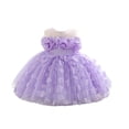 thumbnail image 1 of Ulitacool Toddler Girls Dress Crewneck Dresses Sleeveless Floral Pattern Sundress Retro Clothes 18-24 Months Purple, 1 of 9