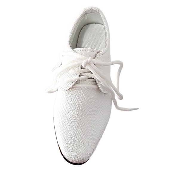 Ulitacool Toddler Shoes For Boys Girls 4.5-5 Years Closed Toe Leather Dress Shoes Sole Formal Shoes For School & Events Cute Feetwear White