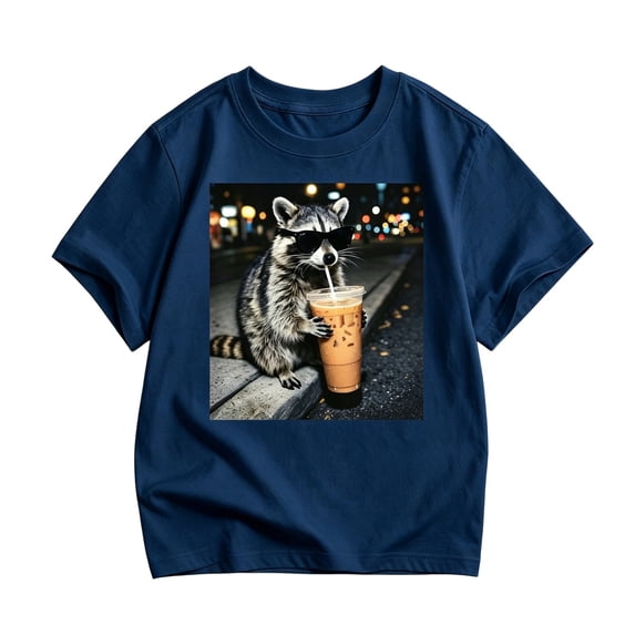 Ulitacool Tops For Boys Round Neck T Shirts Short Sleeve Graphic Prints Tee Toddler Handsome Clothing Navy