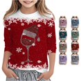 thumbnail image 1 of Ulitacool Tops For Girls Christmas Long Sleeve Crewneck Cartoon Prints Xmas Sweatshirt 7-8 Years Red, 1 of 5