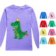 thumbnail image 1 of Ulitacool Tops For Girls Christmas Long Sleeve Dinosaur Pattern O Neck Xmas Tee 5-6 Years Purple, 1 of 4