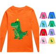 thumbnail image 1 of Ulitacool Tops For Girls Christmas Long Sleeve Dinosaur Pattern O Neck Xmas Tee 7-8 Years Orange, 1 of 4