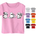 thumbnail image 1 of Ulitacool Tops For Girls Halloween O Neck Short Sleeve Cartoon Graphic Hallowma Tee 6-7 Years Pink, 1 of 4