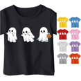 thumbnail image 1 of Ulitacool Tops For Girls Halloween Short Sleeve Cartoon Pattern Crewneck Hallowma Tee 3-4 Years Black, 1 of 4