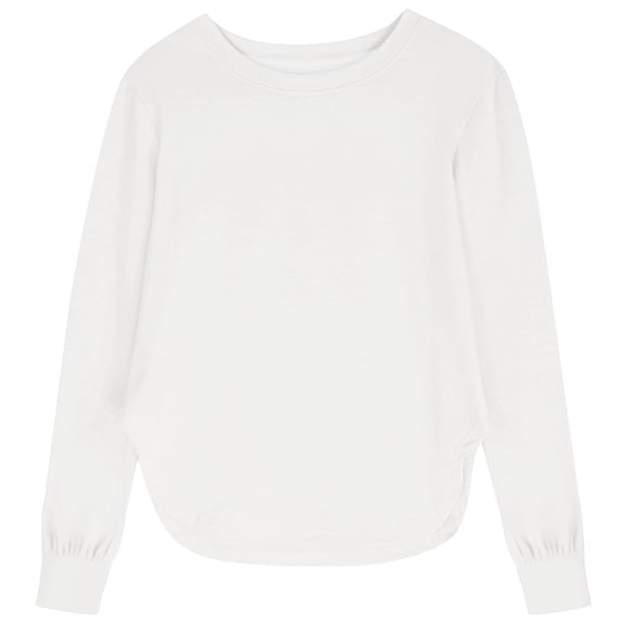 Ulitacool Tops For Girls Long Sleeve Blouse Milk Silk Crewneck Shirts Solid Color Tee Trend Comfy Basic Wear White 11-12 Years