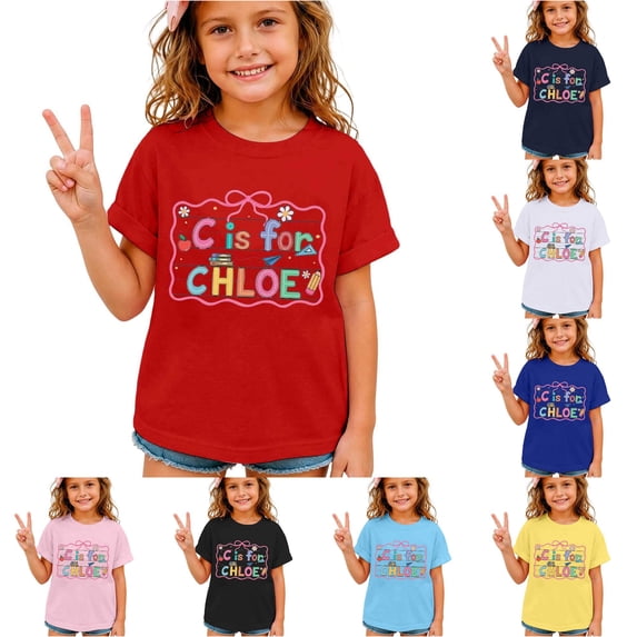 Ulitacool Tops For Girls Round Neck Graphic Prints Short Sleeve Tee 12-13 Years Red
