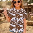 thumbnail image 1 of Ulitacool Tops For Girls Round Neck Short Sleeve Cartoon Graphic Tee 8-9 Years Brown, 1 of 4