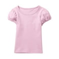 thumbnail image 1 of Ulitacool Tops For Girls Short Sleeve T Shirt Puff Sleeve Tee O Neck Tops Classic Lightweight Basic Pink 8-9 Years, 1 of 3
