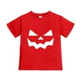 thumbnail image 1 of Ulitacool Tops For Girls Halloween Pumpkin Face Print Shirt Long Sleeve Tee Outfits Party Outfit Performance Wear For Fall Crewneck Tops Adorable Comfy Basic Otfits Red 8-9 Years, 1 of 4