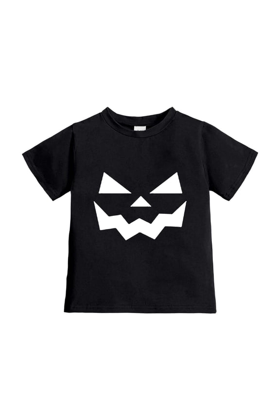 Tops For Girls Halloween Pumpkin Face Print Shirt Long Sleeve Tee Outfits Party Outfit Performance Wear For Fall Crewneck Tops Adorable Comfy Basic Otfits Black 4-5 Years