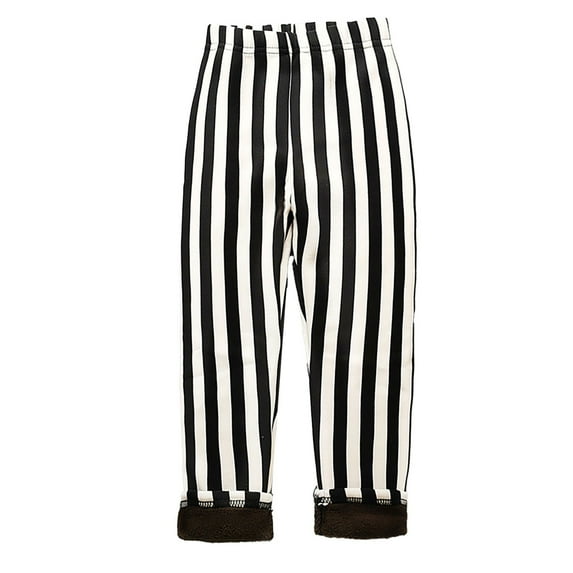 Ulitacool Trousers For Girl High Waisted Yoga Pants Slim Fit Stripe Leggings Winter Thermal Pants Versatile Basic Sweatpants Black 11-12 Years