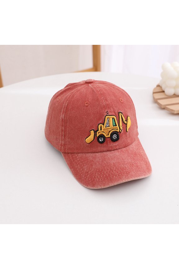 Unisex Hat For Boys Girls Adjustable Sport Cap Soft Sweat Cartoon Pattern Hat For School Playground Daily Use Basic Headwear For Daily Outdoor Wear Red