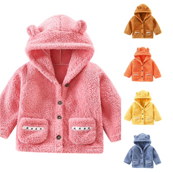 Ulitacool Winter Coats For Boys Children Long Sleeve Hooded Jacket Thick Outwear Big Boys Leisure Wear Pink