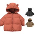 thumbnail image 1 of Ulitacool Winter Coats For Boys Down Padded Autumn And Winter Thickened Children Padded Outerwear Hooded Bear Ears Toddler Simple Clothing Red, 1 of 8