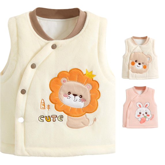 Ulitacool Winter Coats For Boys Sleeveless Cartoon Vest Fall Winter Warm Jacket Infant Soft Wear Orange