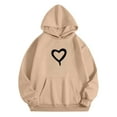 thumbnail image 1 of Ulitacool Winter Sweatshirt For Boys Fall Pullover With Heart Print Long Sleeve Pocket Hoodie Crew Neck Tops Basic Wear Khaki 6-7 Years, 1 of 4