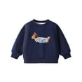 thumbnail image 1 of Ulitacool Winter Sweatshirt For Girls Long Sleeve Crewneck Pullover Hoodie Sweatshirt Kids With Fabric School Fall Cartoon Prints Tops Classic Playsuit Navy 6-7 Years, 1 of 7