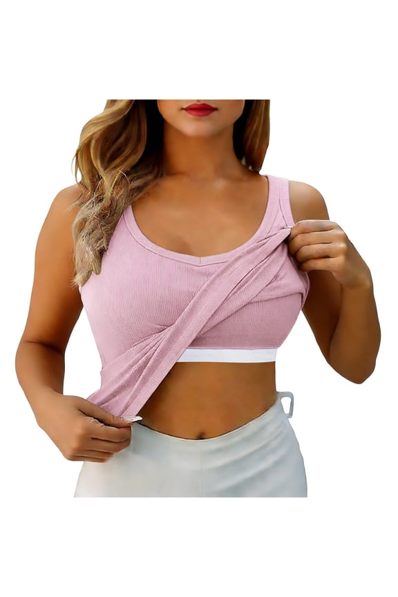 Women'S Shirts High Neck Long Sleeve Camisole Built In Bra Seamless Layering Comfort Stretch Shirt Tee Basic Clothing 2Xl Pink