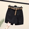 thumbnail image 1 of Ulitacool Women'S Shorts High Waist Linen Blend Pants With Side Slit Lightweight Stretchy Summer Pants Casual Clothing M Black, 1 of 4