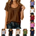 thumbnail image 1 of Ulitacool Women'S T Shirts Short Sleeve Round Neck Solid Color Tops Fashion Clothes L Brown, 1 of 4