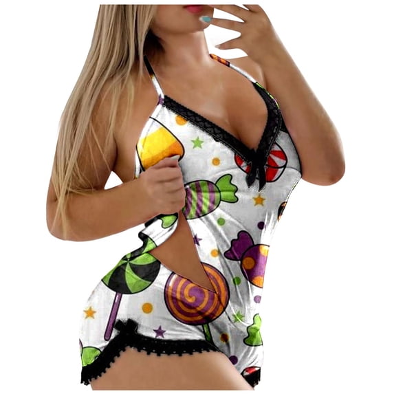 Ulitacool Womens Halloween Pajamas Set Vest Shorts 2 Pieces Set Sleeveless Tops Shorts Set Summer Sleepwear Festival Casual Jammies Nightwear White Xl
