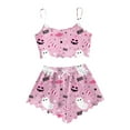 thumbnail image 1 of Ulitacool Womens Halloween Pajamas Sleeveless Round Neck Sleepwear Top And Pants Jammies Cartoon Graphic Nightwear Autummn Winter Casual Clothes Xl Pink, 1 of 4