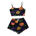 thumbnail image 1 of Ulitacool Womens Halloween Pajamas Sleeveless Top And Pants Pumpkin Print Sleepwear Jammies V Neck Nightwear Autummn Winter Classic Outfits L Multicolour, 1 of 3