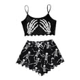 thumbnail image 1 of Ulitacool Womens Halloween Pajamas V Neck Sleepwear Cartoon Hand Prints Top And Pants Jammies Sleeveless Nightwear Autummn Winter Cute Outfits S Black2, 1 of 5