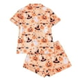 thumbnail image 1 of Ulitacool Womens Pajamas Halloween Fall Sleepwear Short Sleeve Pjs Set Notch Collor Nightwear Cartoon Prints Jammies Cartoon Prints Tops Shorts Durable Homewear Orange M, 1 of 7