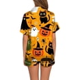 thumbnail image 1 of Ulitacool Womens Sexy Pajamas Halloween Lapel Pumpkin Print Sleepwear Top And Pants Jammies Short Sleeve Nightwear Autummn Winter Comfy Clothes L Orange, 1 of 7