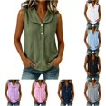 thumbnail image 1 of Ulitacool Womens Summer Shirts O Neck Solid Color Sleeveless Tank Tops Button Blouse Classic Clothes 2Xl Green, 1 of 9