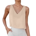 thumbnail image 1 of Ulitacool Womens Summer Tank Tops Linen Sleeveless Tank Top Summer Breathableloose Fit V Neck Blouse Tunic Shirt Comfortable Tops L Beige, 1 of 7
