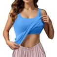 thumbnail image 1 of Ulitacool Womens Summer Tank Tops Sleeveess Seamless Bralette Tank Top With Built In Cups Solid Color Tee Crewneck Blouse Trend Clothing Xl Light Blue, 1 of 8