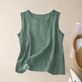 thumbnail image 1 of Ulitacool Womens Tank Tops Loose Fit Sleeveless Tee Solid Color Summer Round Neck Basic Blouse Soft Wear 3Xl Army Green, 1 of 3