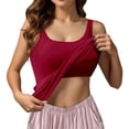 thumbnail image 1 of Ulitacool Womens Tank Tops Sleeveess Seamless Bralette Tank Top With Built In Cups Solid Color Tee Crewneck Blouse Leisure Clothing M Wine, 1 of 8