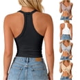 thumbnail image 1 of Ulitacool Womens Tank Tops Sleeveless Spaghetti Strap Camisole Solid Color Vest With Build In Bra Layering Tight Knit Undershirt L Black, 1 of 5