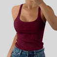 thumbnail image 1 of Ulitacool Womens Tank Tops Spaghetti Strap Round Neck Ribbed Slim Fitted Camisole Basic Sleeveless Layering Shirts Classic Wear M Brick Red, 1 of 4