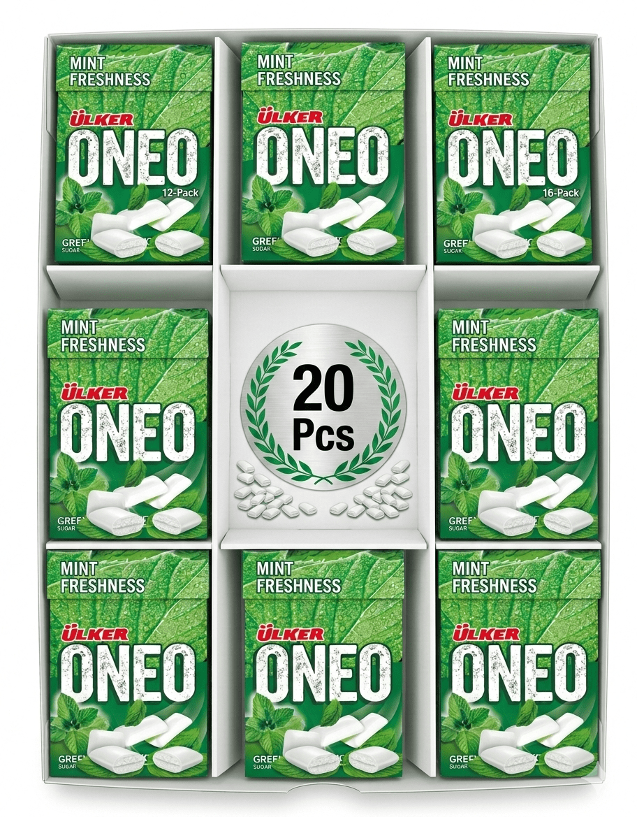 Ulker Oneo Chewing Gum Liquid Center Filled Sugar Free Spearmint 20 ...