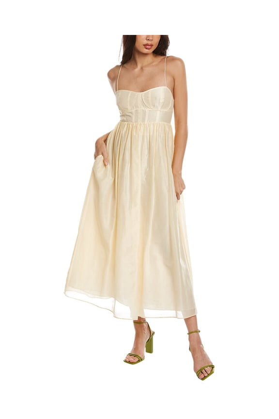 Womens Silk-Blend Maxi Dress, 8, Beige