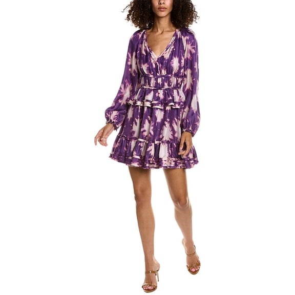 Ulla Johnson womens Emery Silk Mini Dress, US 0, Purple