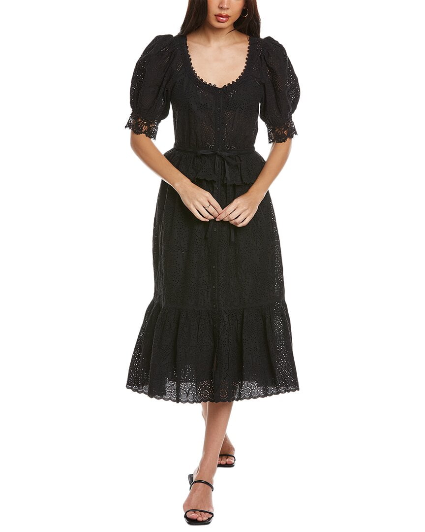 Ulla Johnson womens Eyelet Midi Dress, 0, Black - Walmart Business Supplies