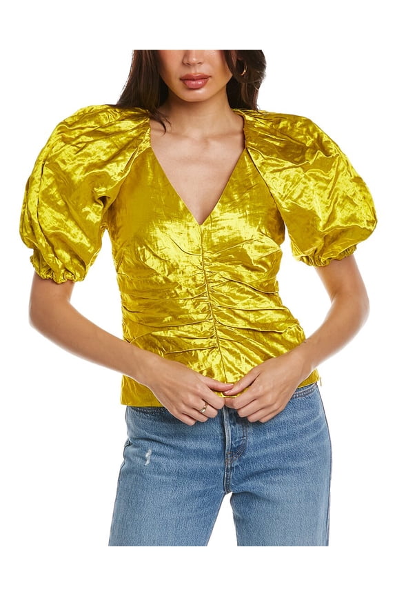 womens Metallic Top, 4, Yellow