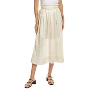 Ulla Johnson womens  Pleated Silk & Linen-Blend Skirt, 2