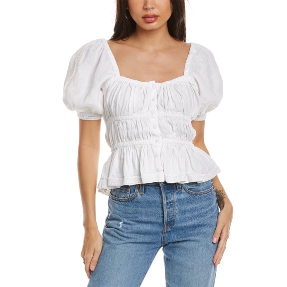 Ulla Johnson womens  Smocked Linen Top, 4